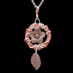 Silver Flower & Leaf Pendent