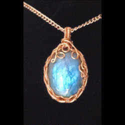 Copper  with Blue Laborclorite Cabachon