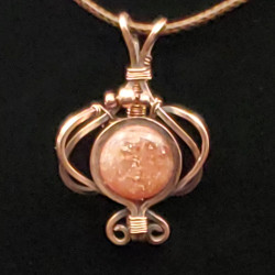 Sun Stone Cabachon/Copper Bead