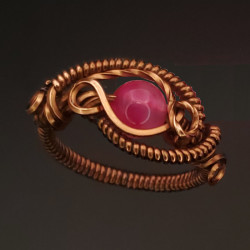 Copper and Pink Quartz (dyed) Ring