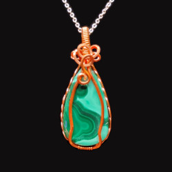 Copper & Malachite Teardrop Pendant