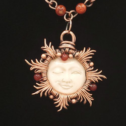 Sun with moon face and handmade chain